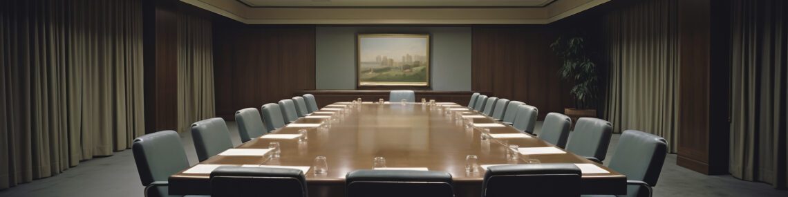 Corporate board of directors meeting room empty fiduciary duties