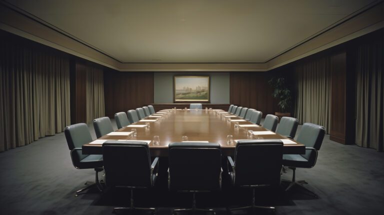 Corporate board of directors meeting room empty fiduciary duties