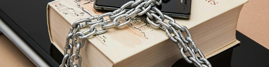 Trade secrets corporate documents chained and locked intellectual property
