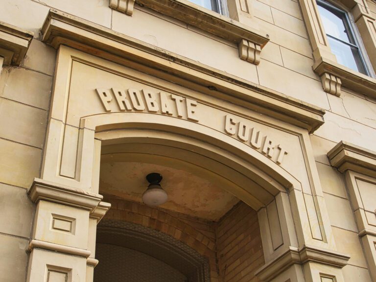 probate court sign on courthouse building