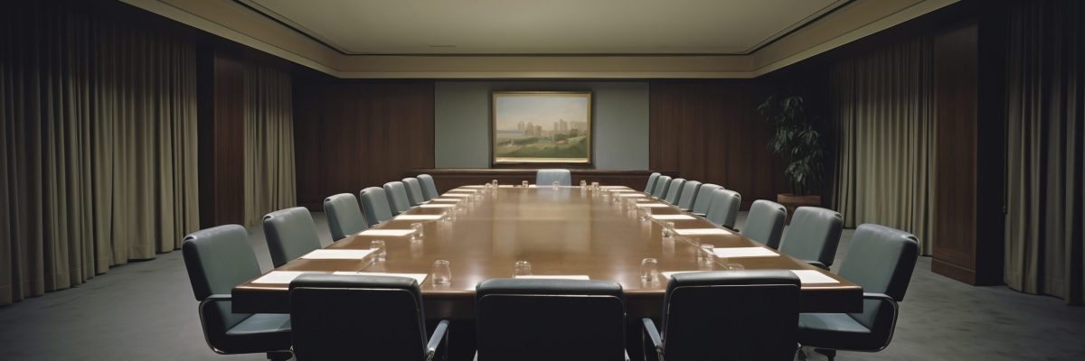 Corporate board of directors meeting room empty fiduciary duties