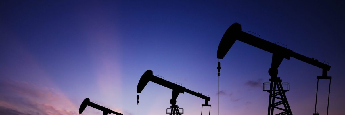 Oil pump oil rig energy industrial machine for petroleum in the sunset background for design