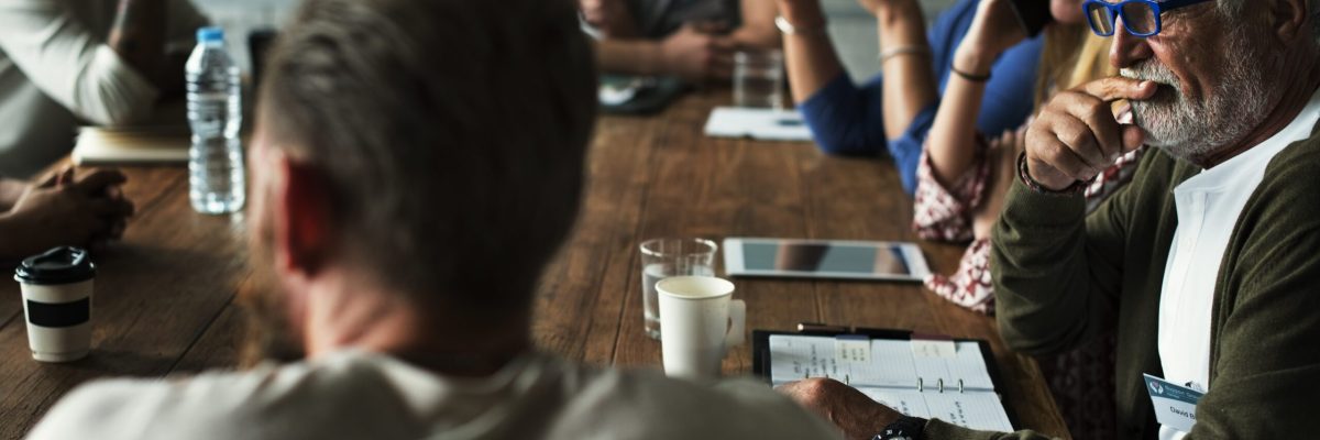 Corporate board of directors meeting discussion