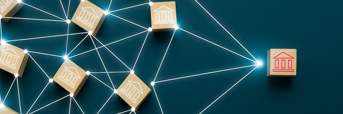 series-llc-structure-blocks Wooden cube block business icon with linked connection network for series LLC structure